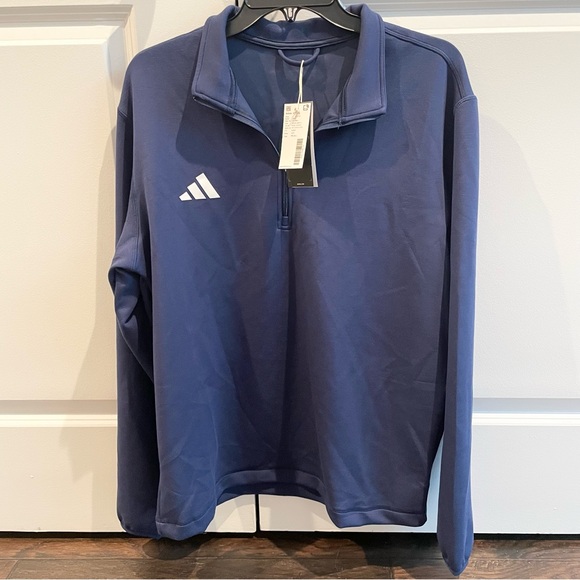 Adidas NWT Quarter 1/4 Zip Long Sleeve Navy Blue Men's Size Medium - Picture 1 of 3